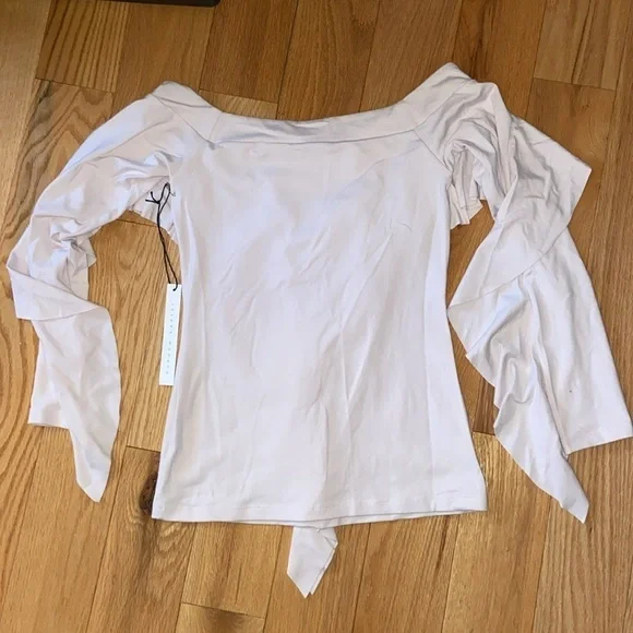 NWT Susana Monaco Ruffled Long Sleeve Top in size small - Picture 6 of 7